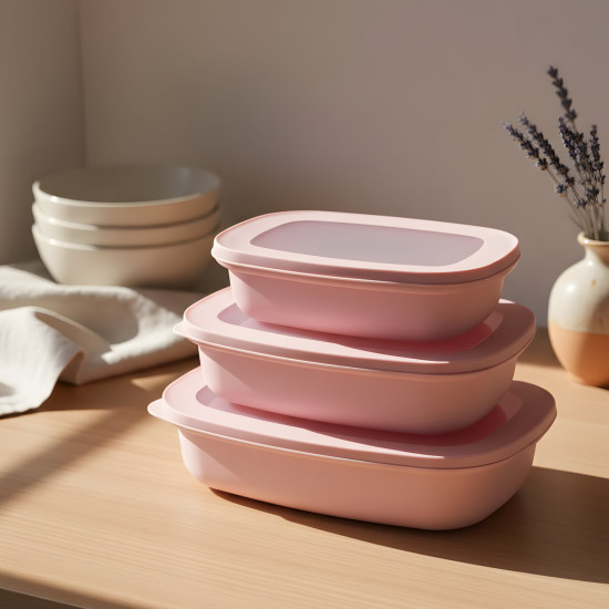 Plastic Tupperware Set - 3 Pieces